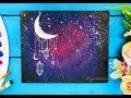 Simple Galaxy Moon light Painting using easy techniques of colouring for Beginners (Eid Special)