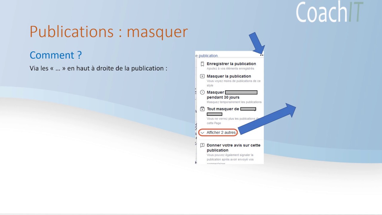 Enregistrer et masquer des publications dans Facebook