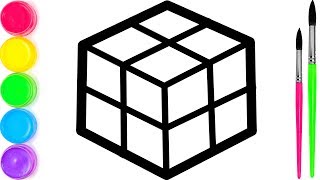 Rubik's Cube coloring and drawing for Kids, Toddlers Кис Кис