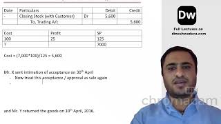 Lecture 21 - Sale of Goods on Approval or Return Basis - Part 1 - CA Foundation - Accounts