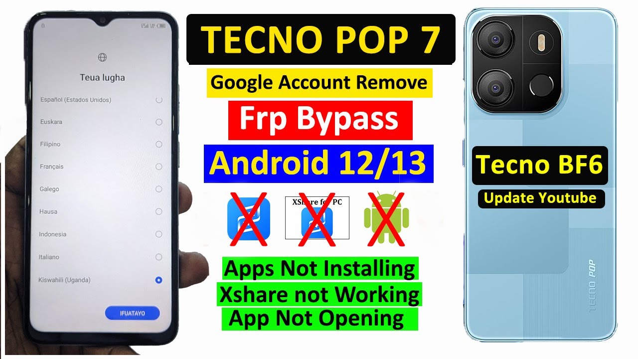 Tecno Pop 7 FRP Bypass Google Account Remove , Update Tecno Pop 7 FRP Bypass Google Account Remove , Update