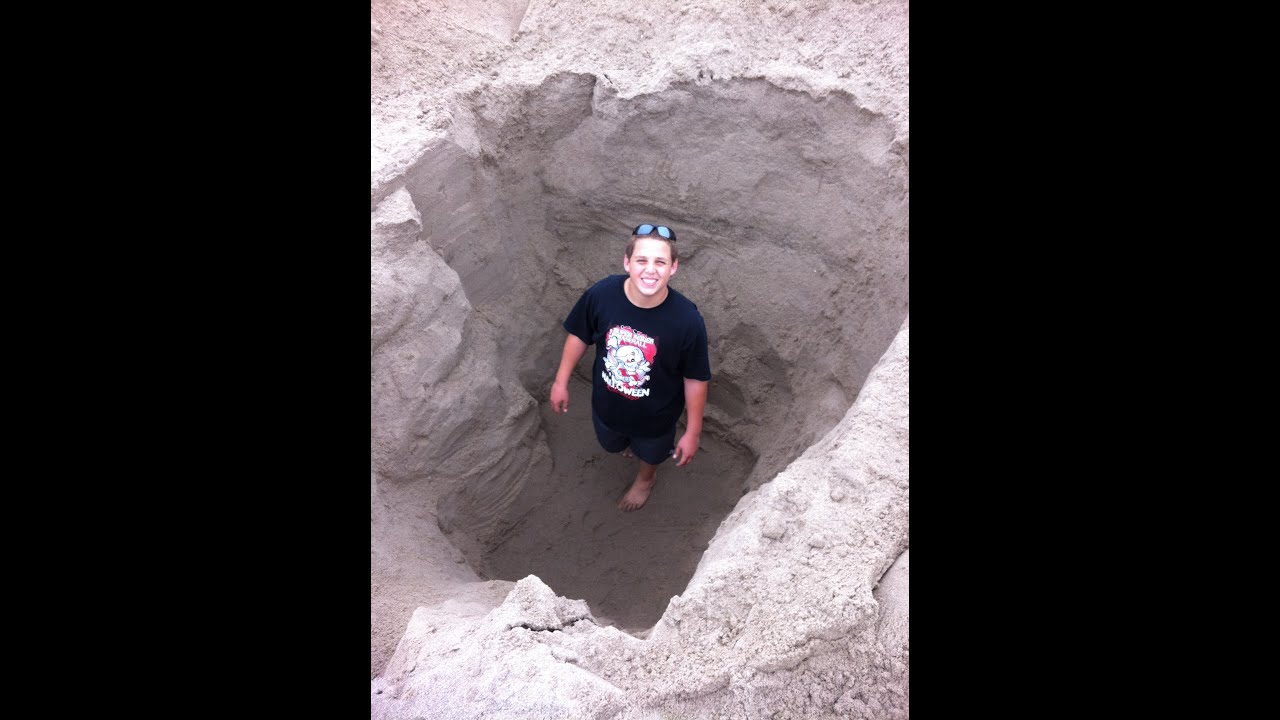 Deepest sand hole at the beach ever. Sand Pit fun ! YouTube