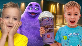 Vlad and Niki Try Grimace Shake Challenge in Real Life!