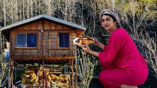 Village Girl Makes Traditional Bread In Nature Peaceful Life In Rural Iran