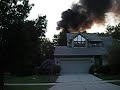 Transformer Blowup causes fire in a backyard.