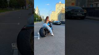 Harley Davidson V-Rod And Moto Girl