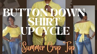 On Down Shirt Upcycle Easy Crop Top Sewing Refashion