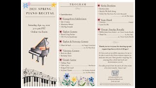 2021 Spring Piano Recital (on Zoom)