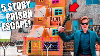 Biggest 5 Story Box Fort Prison Escape 50Ft Tall Sneaking By Cops