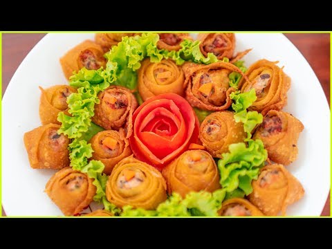 Cách gói Hoành Thánh Hoa Hồng chiên giòn đẹp mà đơn giản của Cô Ba