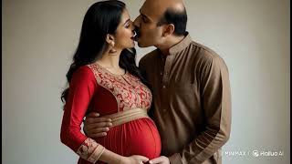 Young Indian Pregnant Women And Old Man Kissing Age-Gap Love