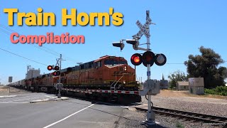 Train Horn At Crossings Compilation, Freight & Penger Trains, Usa Train Horns