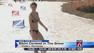 Snow Bikini Contest Held In Romania
