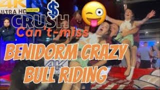 Omg 2025 Crazy Benidorm Mechanical Bull Riding In Spain