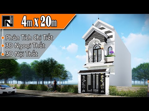 TNA135 - Mẫu nhà ống 2 tầng 4x20m mái thái đẹp nhất năm 2021 | Kiến trúc TN