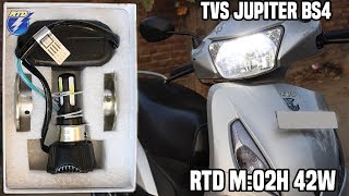 Brightest ? Led Headlight | TVS Jupiter BS4 AHO? | RTD M4 42W