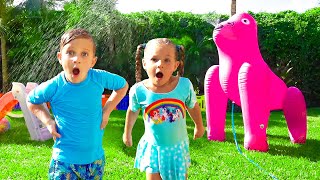 Diana And Roma Pretend Play With Inflatable Toys