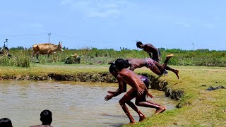 Village Boys Swimming In Lake Water Village Swimming