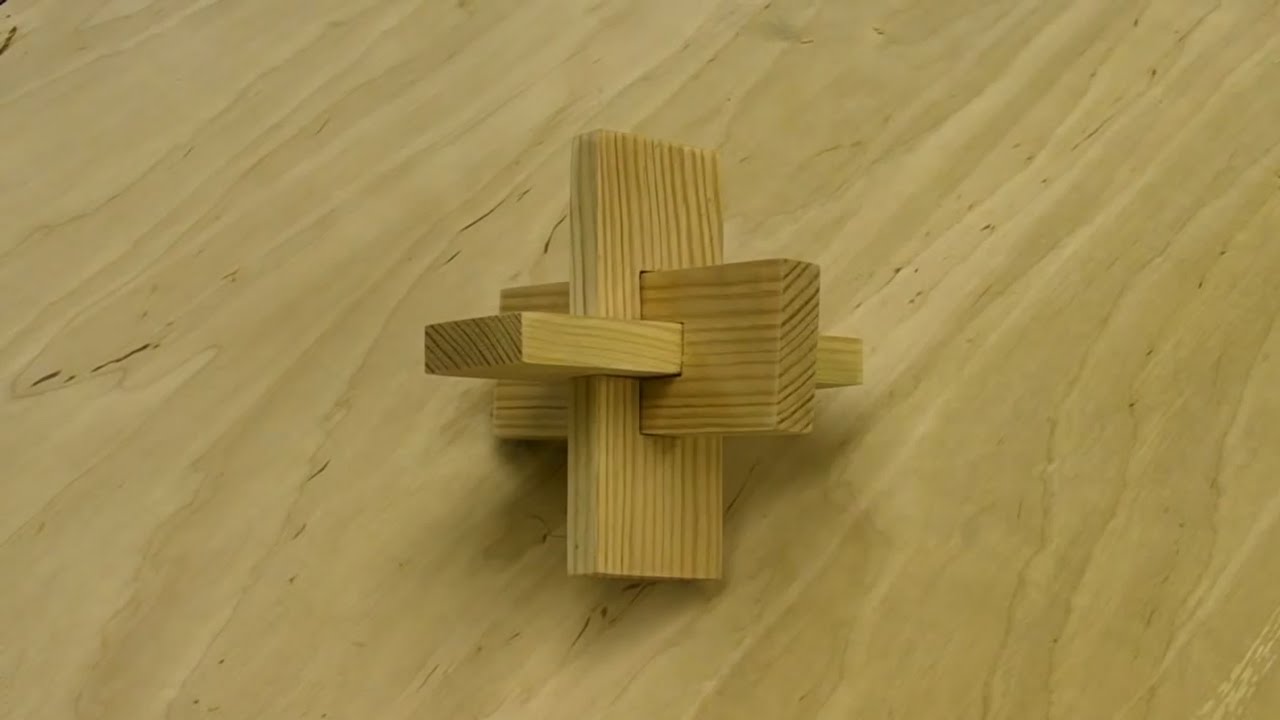 Three Piece Cross Knot - Wooden Puzzle - YouTube