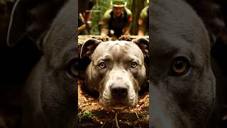 Rescue A Pitbull Dog From A Giant Log