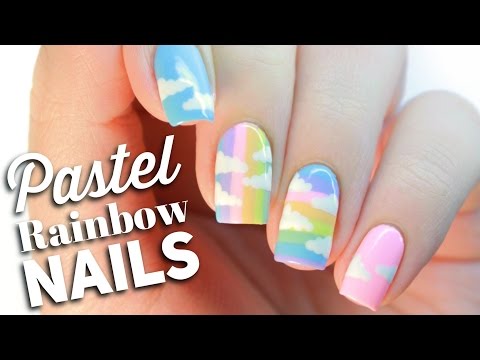 Pastel Rainbow Nail Art Design - YouTube