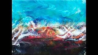 Acrylic Pour Painting String Swipe With Floetrol & Gac800-5050