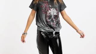 Vinyl Leggings And T Shirt With Skull Print