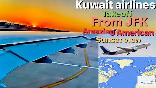 Kuwait Airlines Take Off From Jfk Amazing American Sunset View .