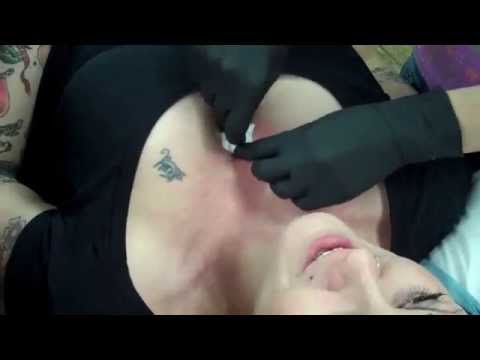 Microdermal / Dermal Anchor on Sternum / Chest / Cleavage Piercing by Stacie 