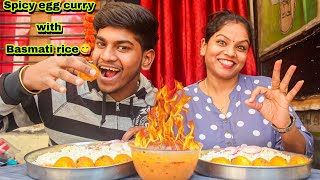 Eating Y 10Xfried Egg Curry Challenge With Basmati Rice Y Food Challenge Eating Show