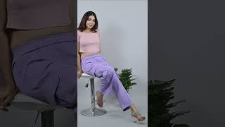 Combine Mlada Lavender Cargo Pant with Light Color Top to get casual look🤩 #mlad