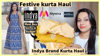 Indya Brand Kurti Haul Myntra Kurti Haul Ajio Kurta Haul Indya Haul Festive Haul 2020 Haul