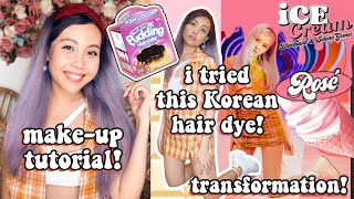 BLACKPINK Rosé Ice Cream MAKEUP Tutorial! I Tried This Korean Hair Dye by EZN Pu
