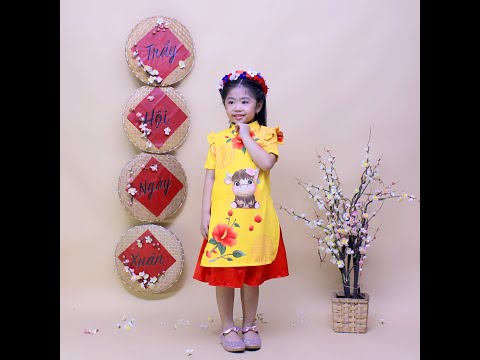Áo dài cách tân bé gái màu vàng Jadiny