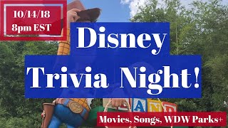 Disney Trivia Night 10.14.18 | Disney Movies | Songs | Quotes | WDW Parks