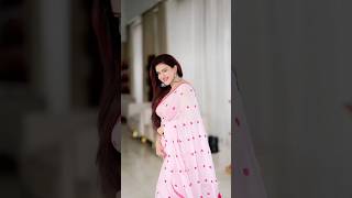 Honeyrose Ping & White Saree Me