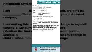 Letter To Request Change Of Working Hours