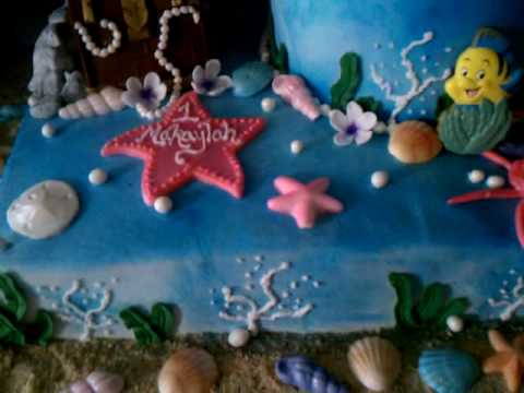 Tags: fondant little mermaid cake birthday sea shells fish decorating how to 