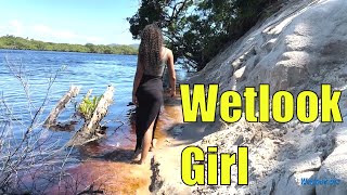 Wetlook Girl Along The Beach  | Wetlook Girl Skirt | Wetlook Girl Clothes