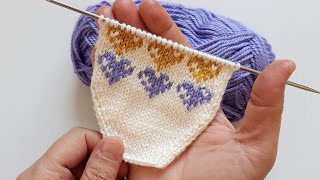 İki Şiş Dikişsiz Kalpli Patik Modeli Beşşiş Görünümlü