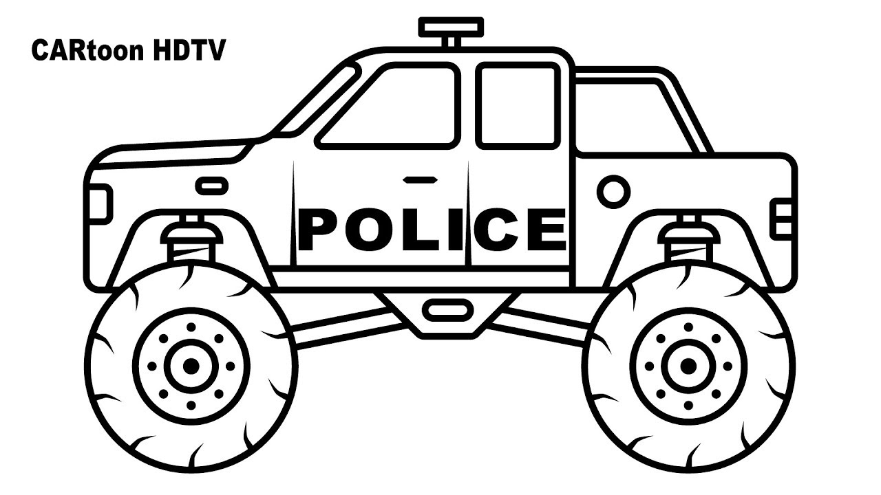 Police Monster Truck Coloring Pages Video Colors Vehicles ...