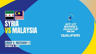 Syria - Malaysia Group A Md2 Afc U17 Womens Asian Cup 2026 Qualifiers