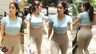 Bomshell Janhvi Kapoor Flaunting Her Stunning Figure In Tight Yoga Outfit