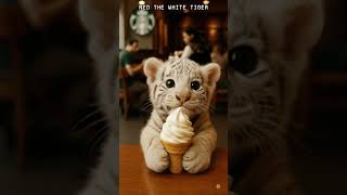 Baby White Tiger Reo Eats Ice Cream At Starbucksthe Cutest Café Moment Ever