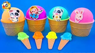 4 Color Kinetic Sand in Surprise Cups | Surprise Toys | Ice Cream Cups | Learn Colors | ToyBus