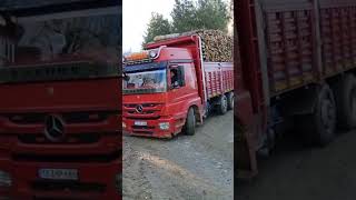 Kirmizi Axor 3228 Kirkayak Tomruk Yüklü Orman Yolunda