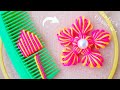 Amazing Woolen Flower Craft Ideas with Hair Comb - Hand Embroidery Easy Trick - Sewing Hack