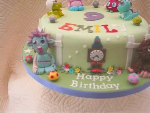 Vanilla cake covered in fondant and decorated with sugarpaste moshi monsters