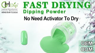 Cute Green Color Nails arts by Fast Drying Dip Powder Nail System