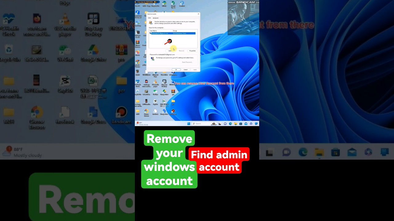 Remove user account from Windows and find admin account Remove user account from Windows and find admin account